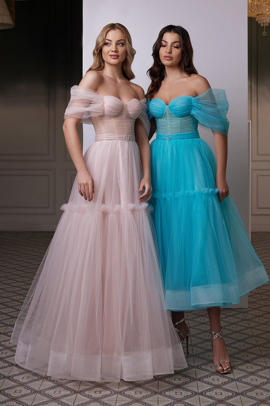 Off the shoulder fairy tulle prom dress