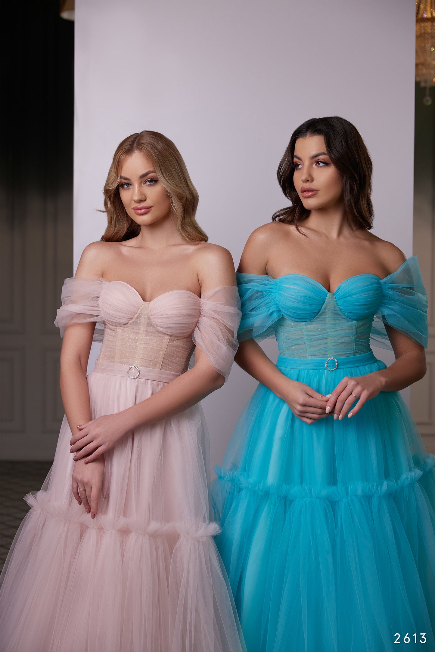 Off the shoulder fairy tulle prom dress