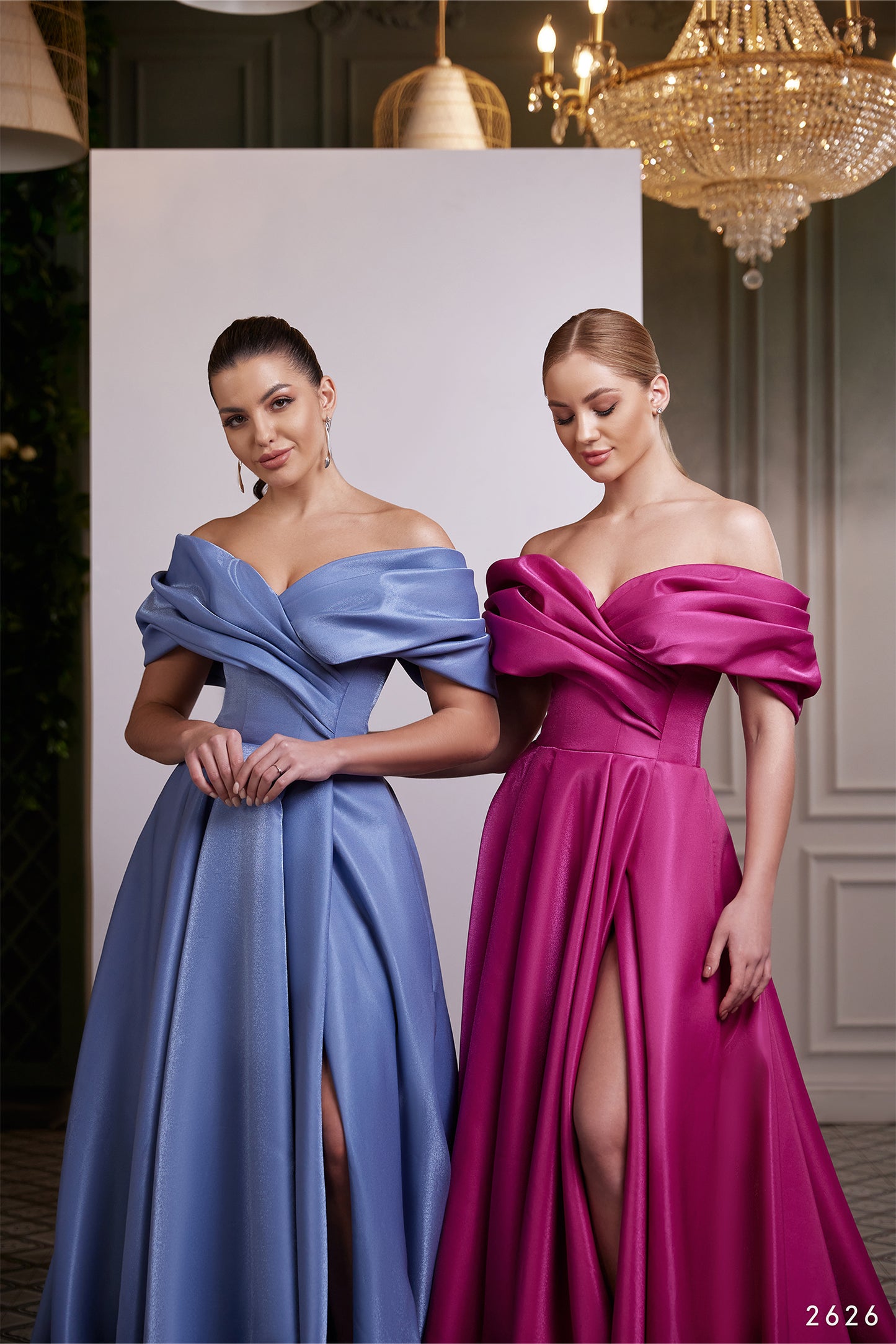 Off the shoulder mother of the bride dress