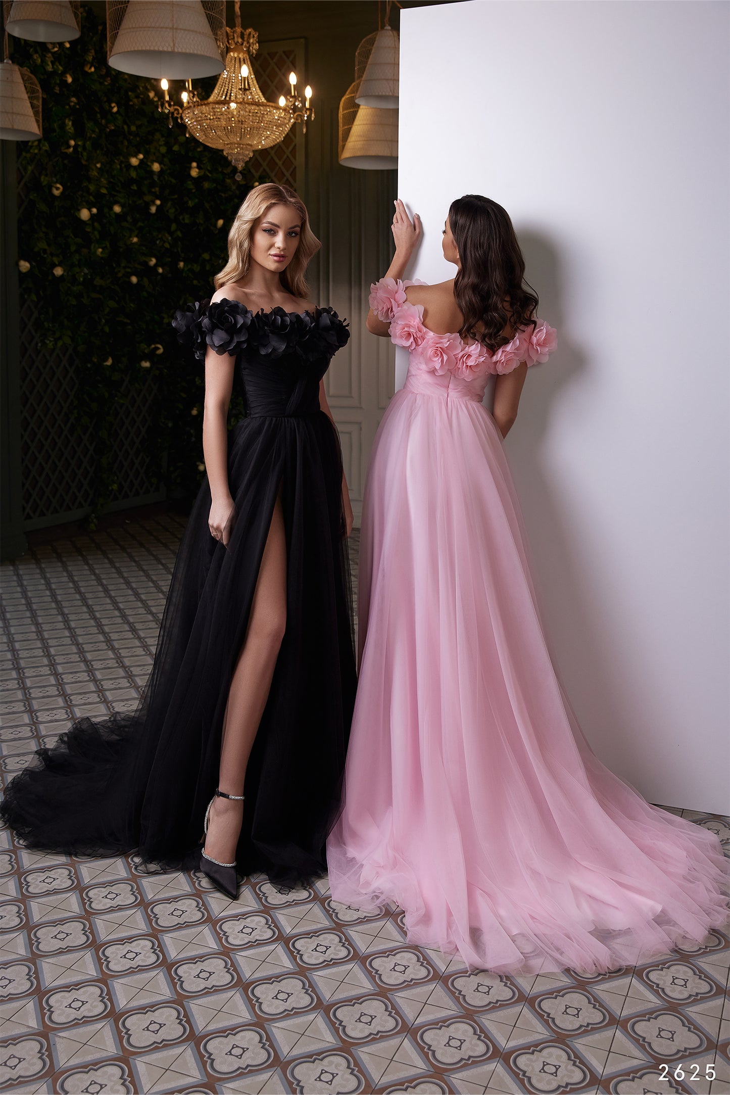 Floral off the shoulder alternative wedding dress