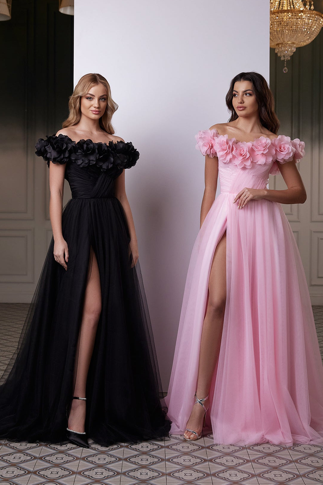 Floral off the shoulder alternative wedding dress