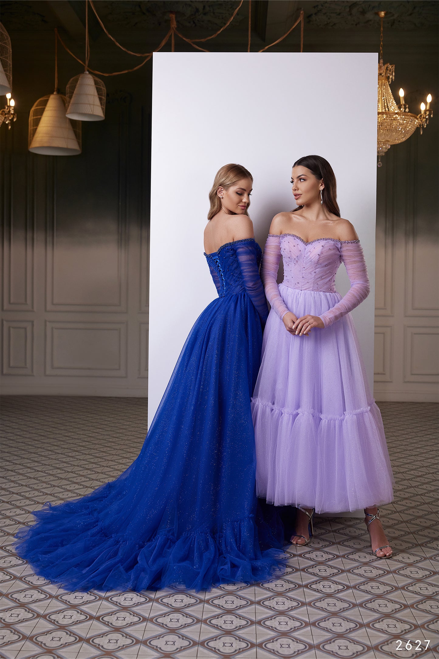 Off the shoulder beaded wedding guest dress