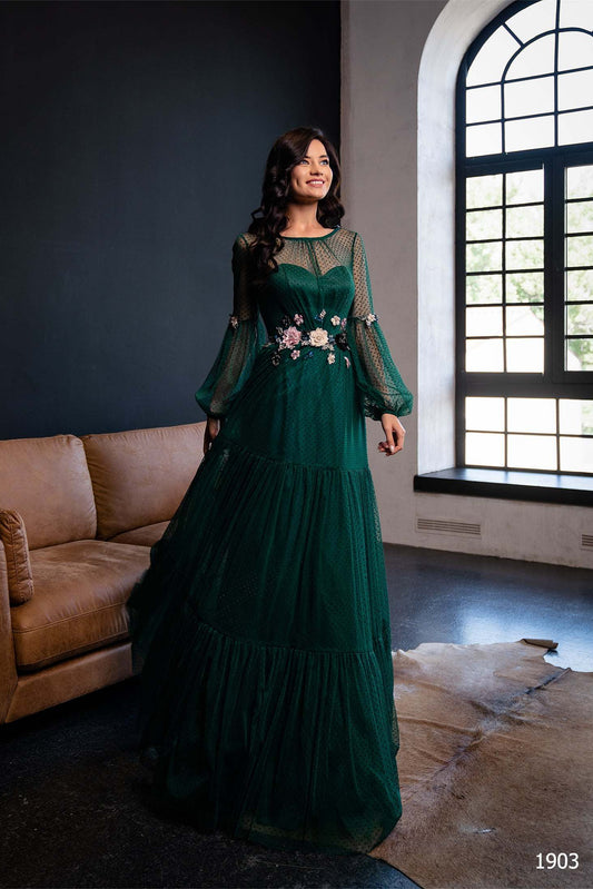 KatrinFAVORboutique-Navy mother of the bride dress Long sleeve maxi gown