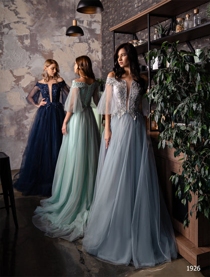 KatrinFAVORboutique-Mint green off shoulder dress Affordable prom gowns