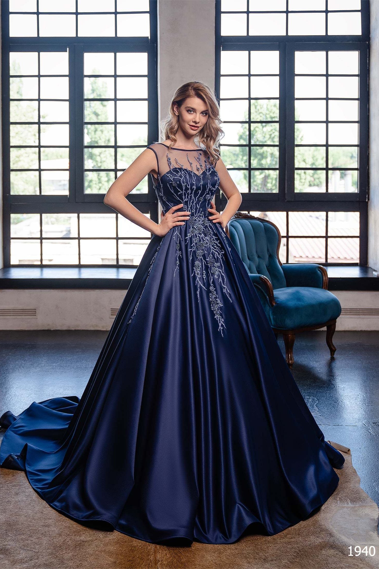 formal embroidered dresses for women Andrea and Leo -A1383 Floral A-line Ball Gown 6 / PEACH