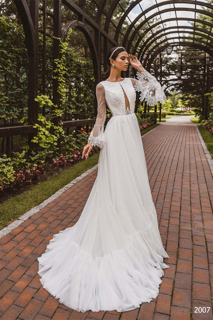 KatrinFAVORboutique-Flare sleeve wedding dress Unique boho wedding dresses