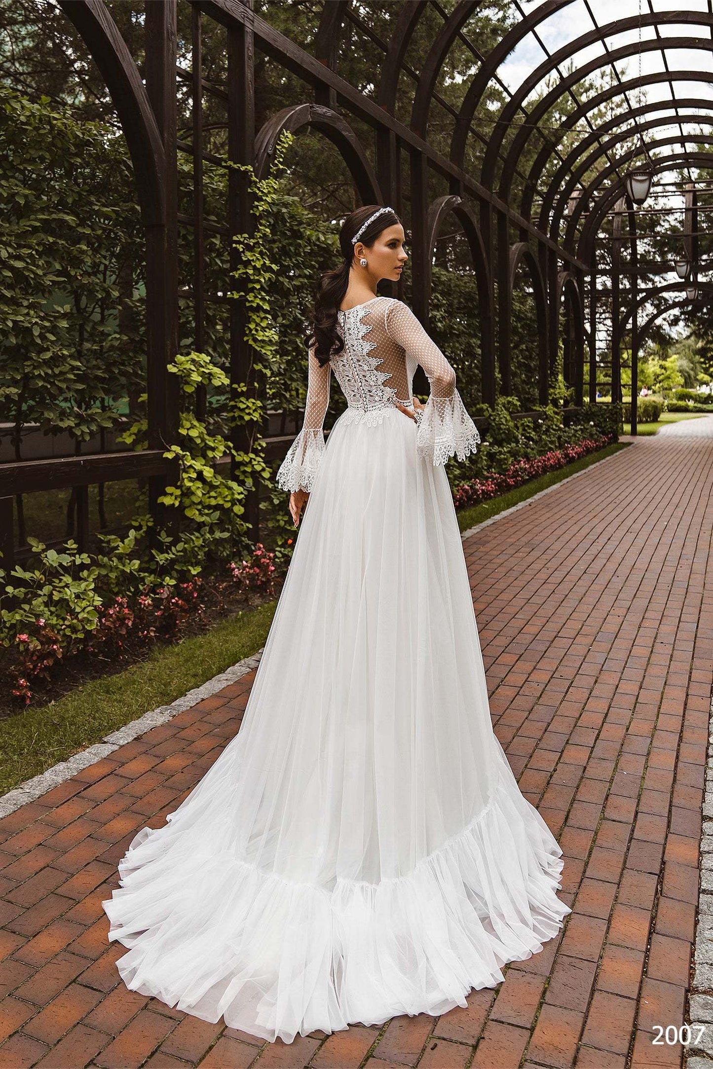 KatrinFAVORboutique-Flare sleeve wedding dress Unique boho wedding dresses