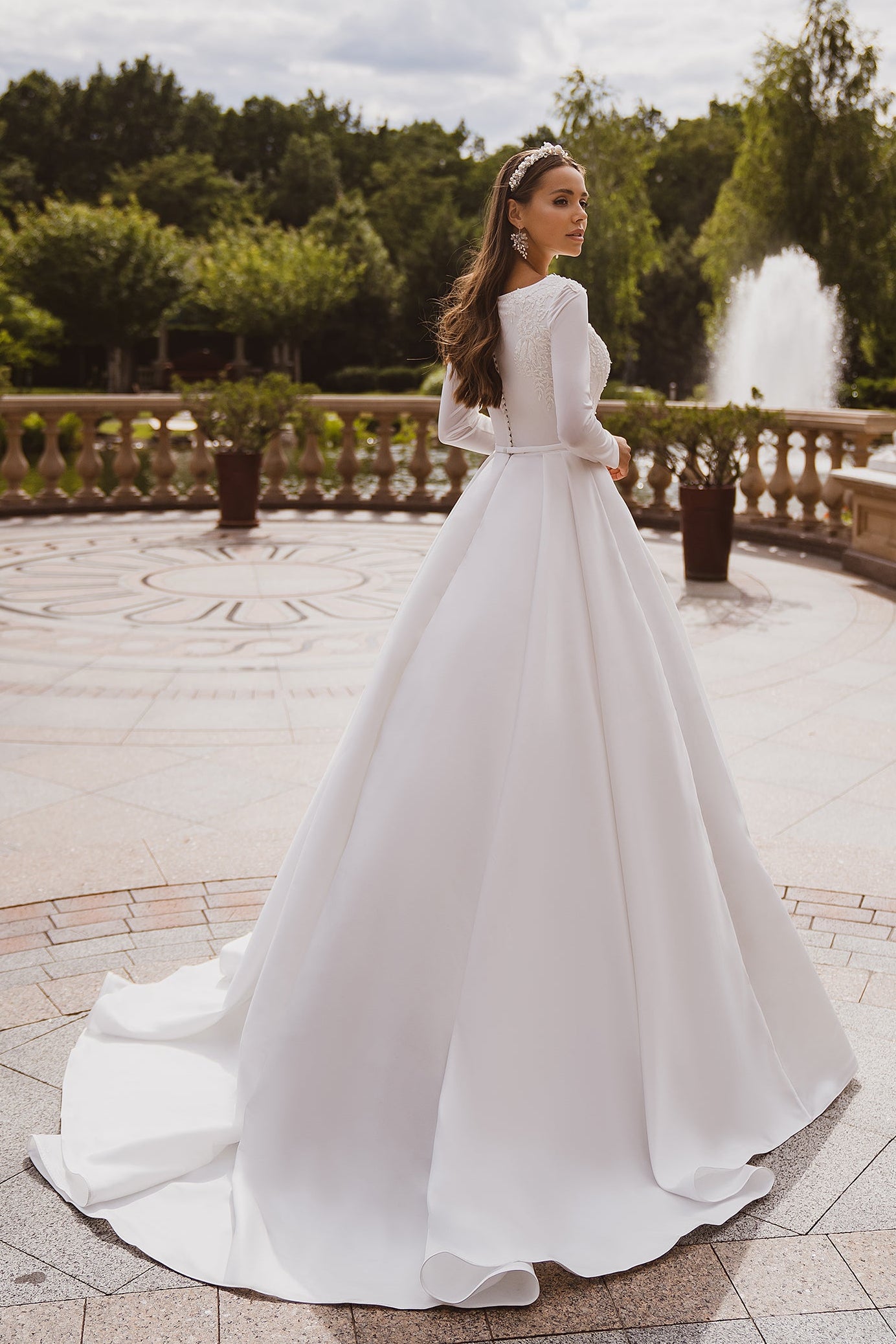 KatrinFAVORboutique-Modest long sleeve wedding dress Satin wedding dress