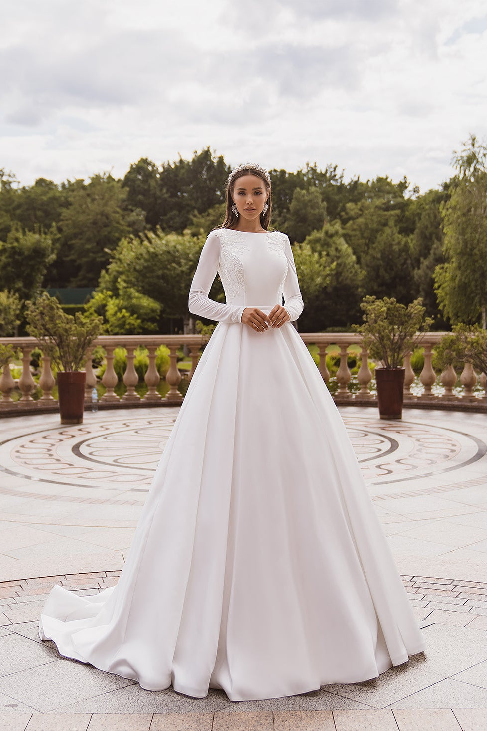 KatrinFAVORboutique-Modest long sleeve wedding dress Satin wedding dress
