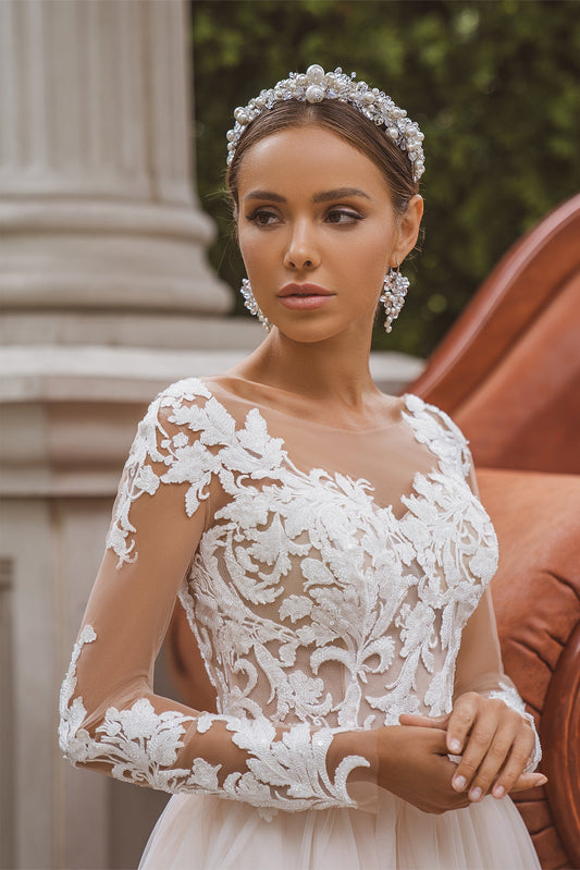 Lace top wedding dress Long sleeve wedding gown