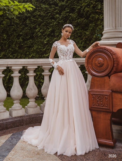 Lace top wedding dress Long sleeve wedding gown