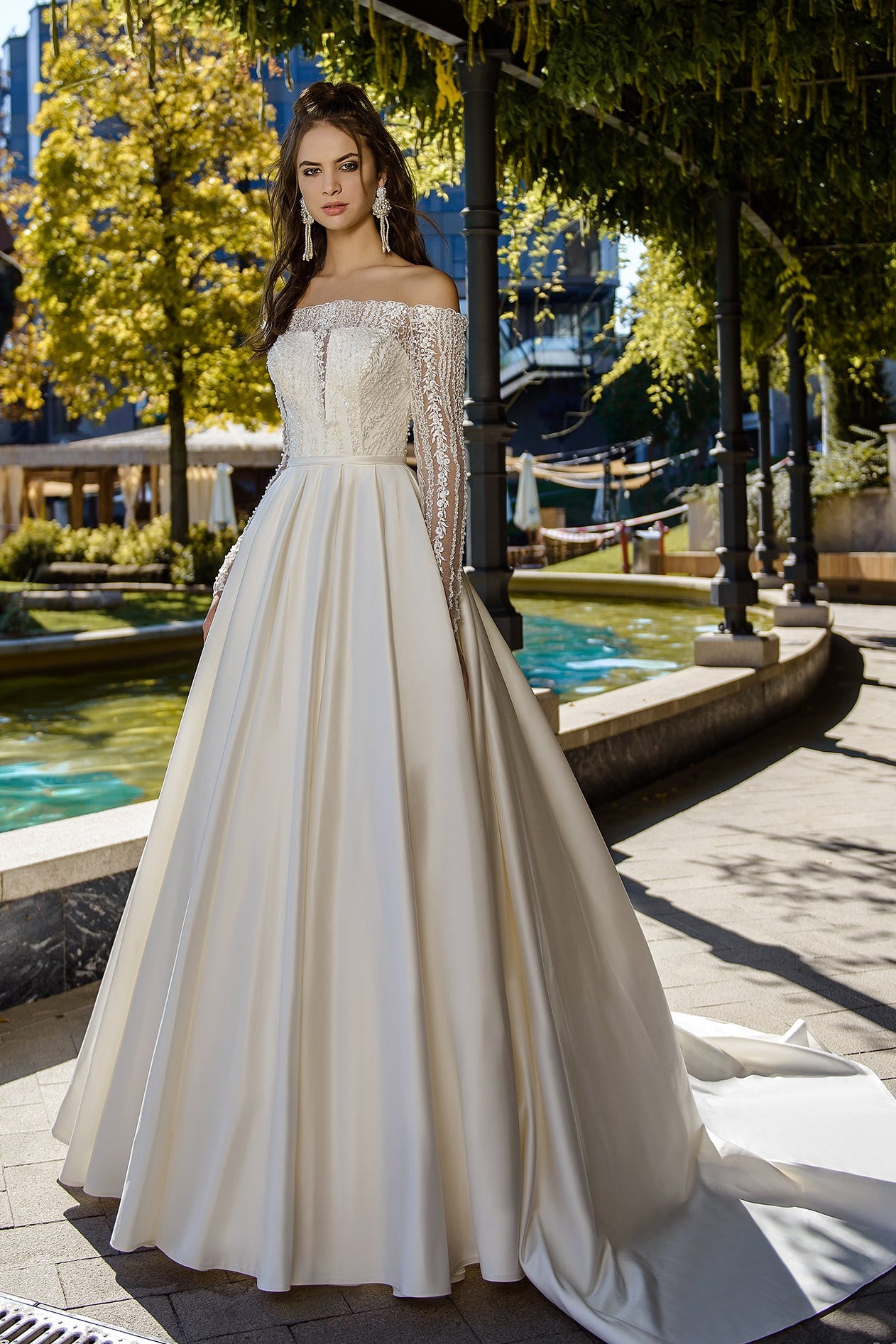 Off the shoulder princess wedding dress