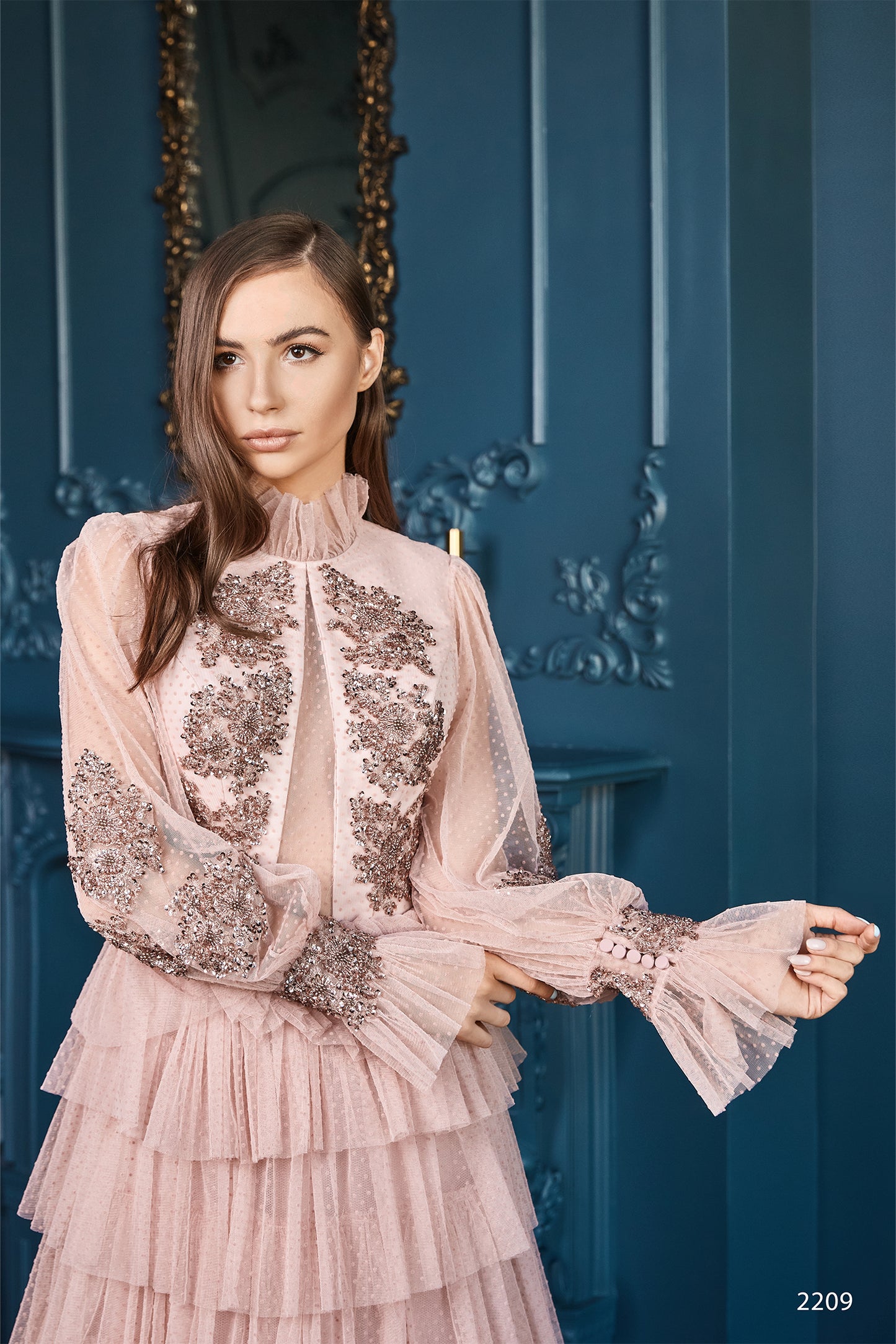 Navy evening dress Colorful bridal dresses