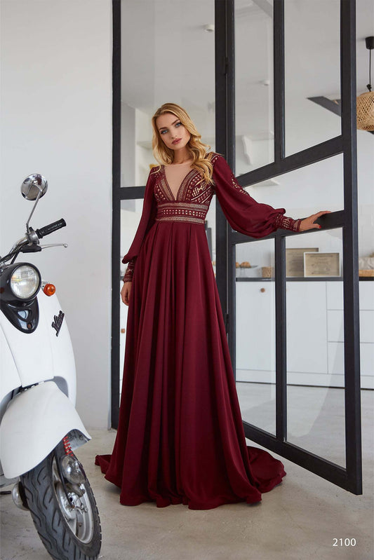 KatrinFAVORboutique-Long sleeve dinner dress Simple elegant evening gowns