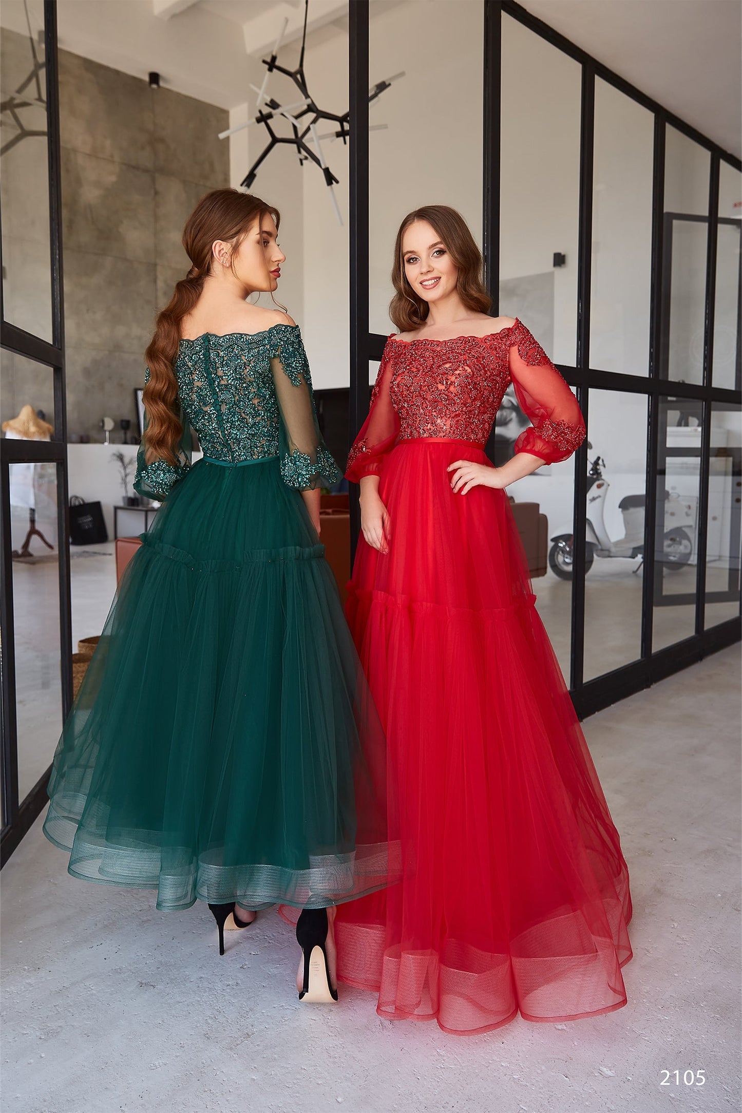 KatrinFAVORboutique-3 4 sleeve cold shoulder dress Trendy evening gowns