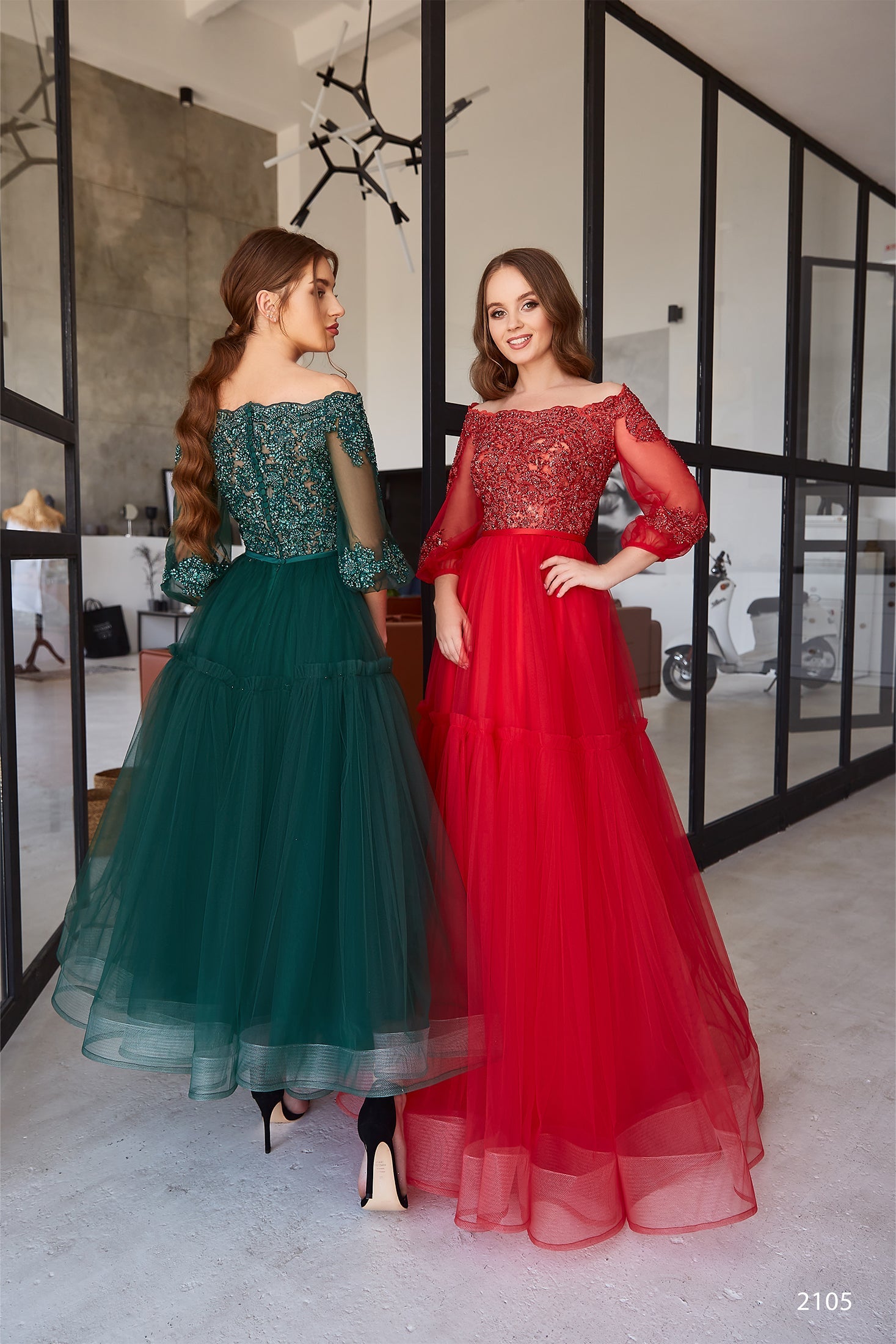 KatrinFAVORboutique-3 4 sleeve cold shoulder dress Trendy evening gowns