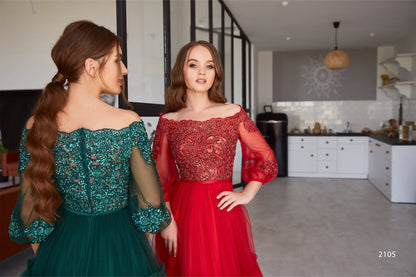 KatrinFAVORboutique-3 4 sleeve cold shoulder dress Trendy evening gowns