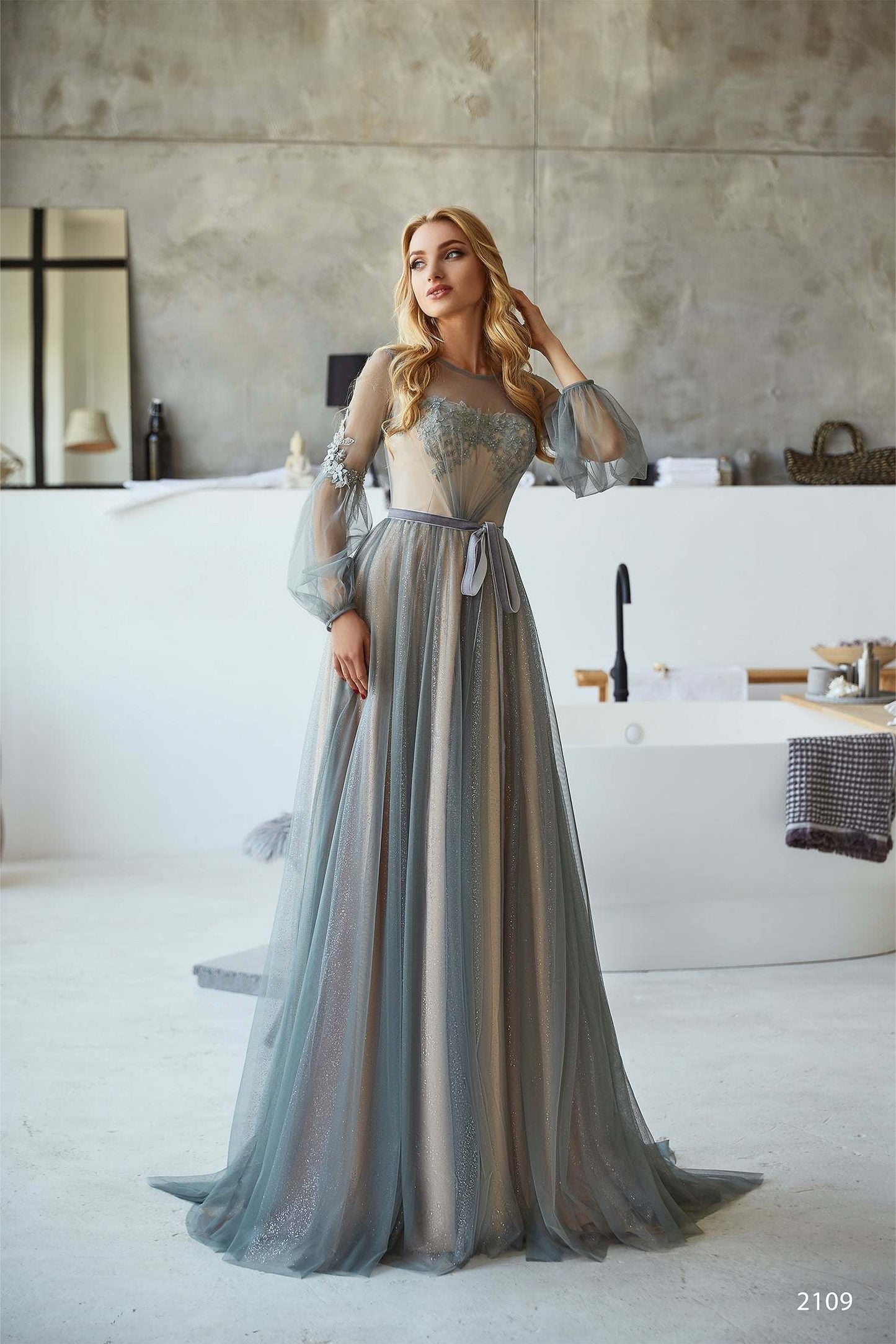 KatrinFAVORboutique-Sparkly gown with sleeves Formal evening gowns online 