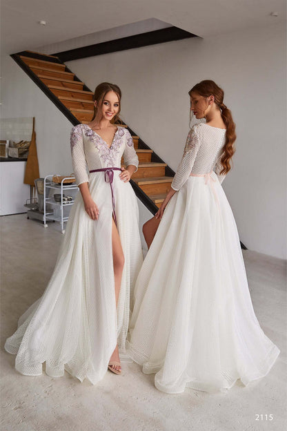 KatrinFAVORboutique-White dress with flower applique Discount gowns online 