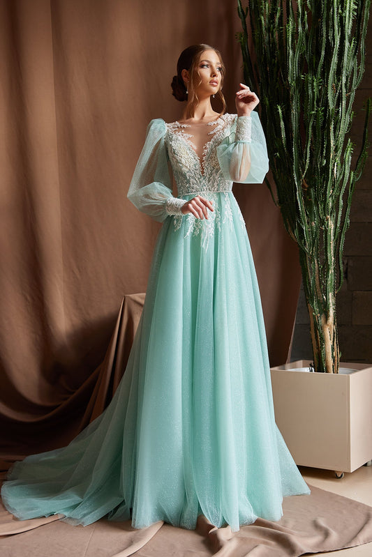 KatrinFAVORboutique-Puff sleeve maxi dress Non traditional bride dresses