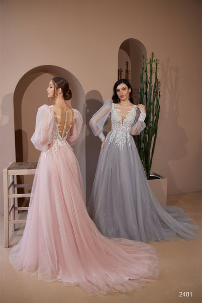 KatrinFAVORboutique-Puff sleeve maxi dress Non traditional bride dresses