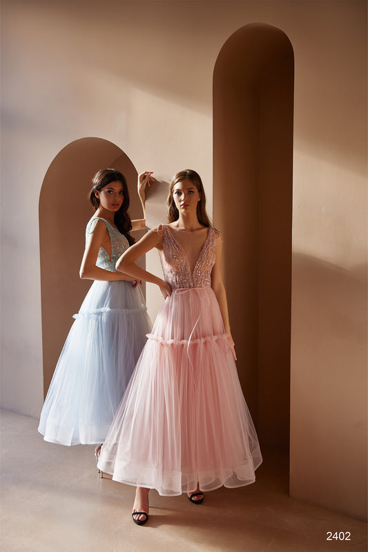 Puffy short dress Pastel cocktail dress Occasion wear