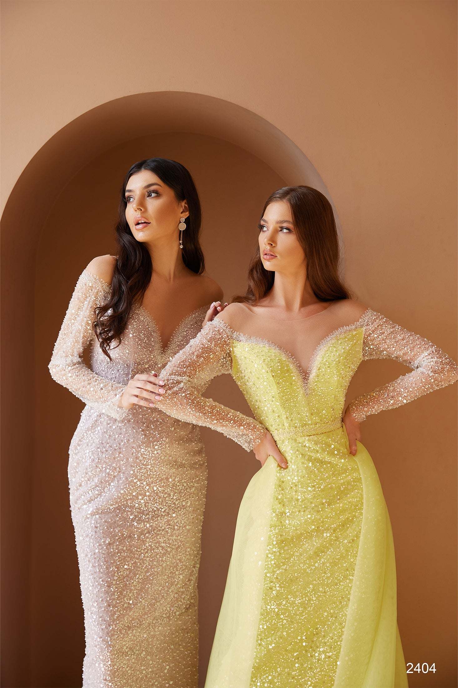 Sequin Gown with Sleeves | Sparkly Winter Formal Dresses | KatrinFAVOR 10 US / Blush Sequin Gown with Sleeves | Sparkly Winter Formal Dresses | KatrinFAVOR 10 US / Blush