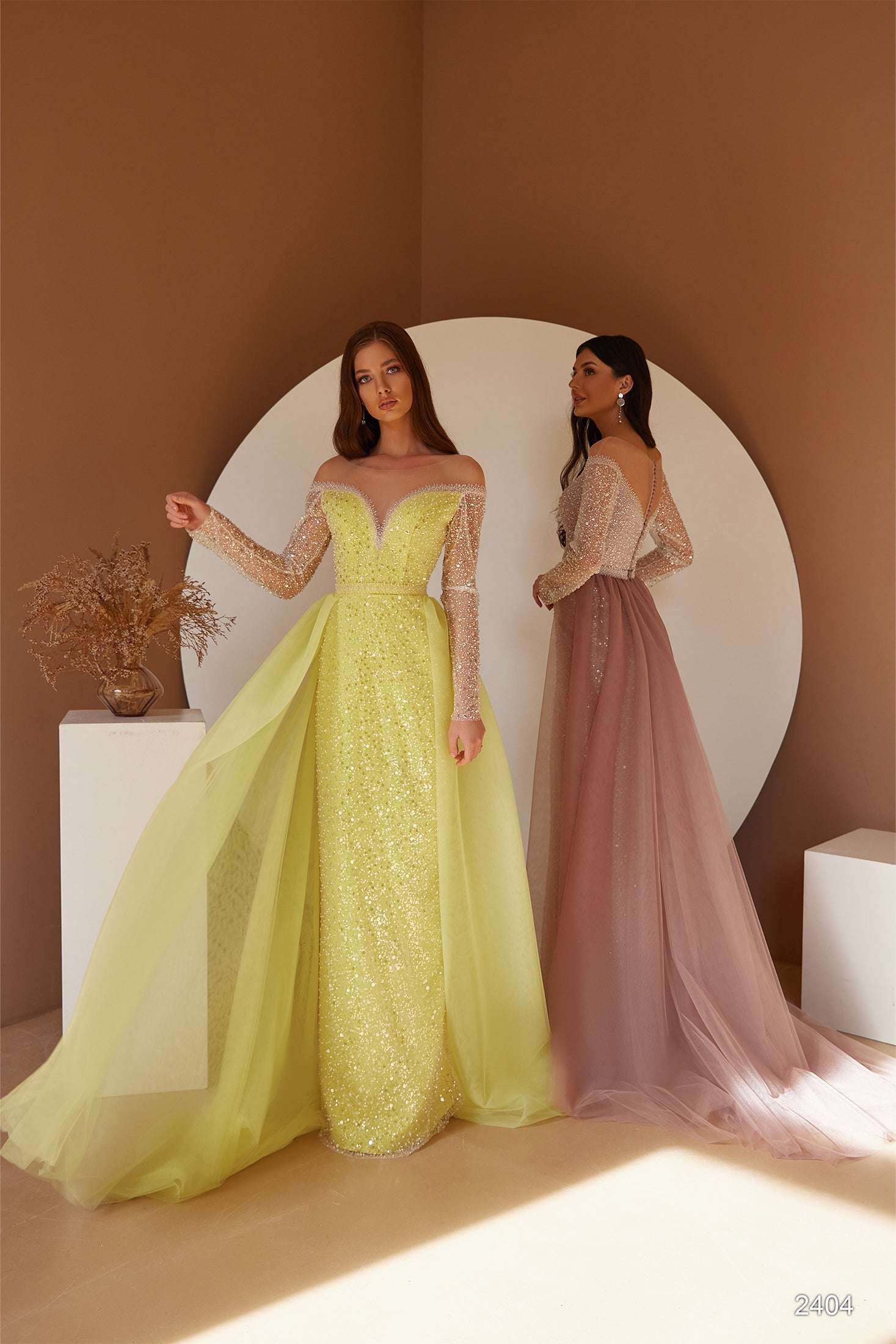Sequin Gown with Sleeves | Sparkly Winter Formal Dresses | KatrinFAVOR 10 US / Blush Sequin Gown with Sleeves | Sparkly Winter Formal Dresses | KatrinFAVOR 10 US / Blush