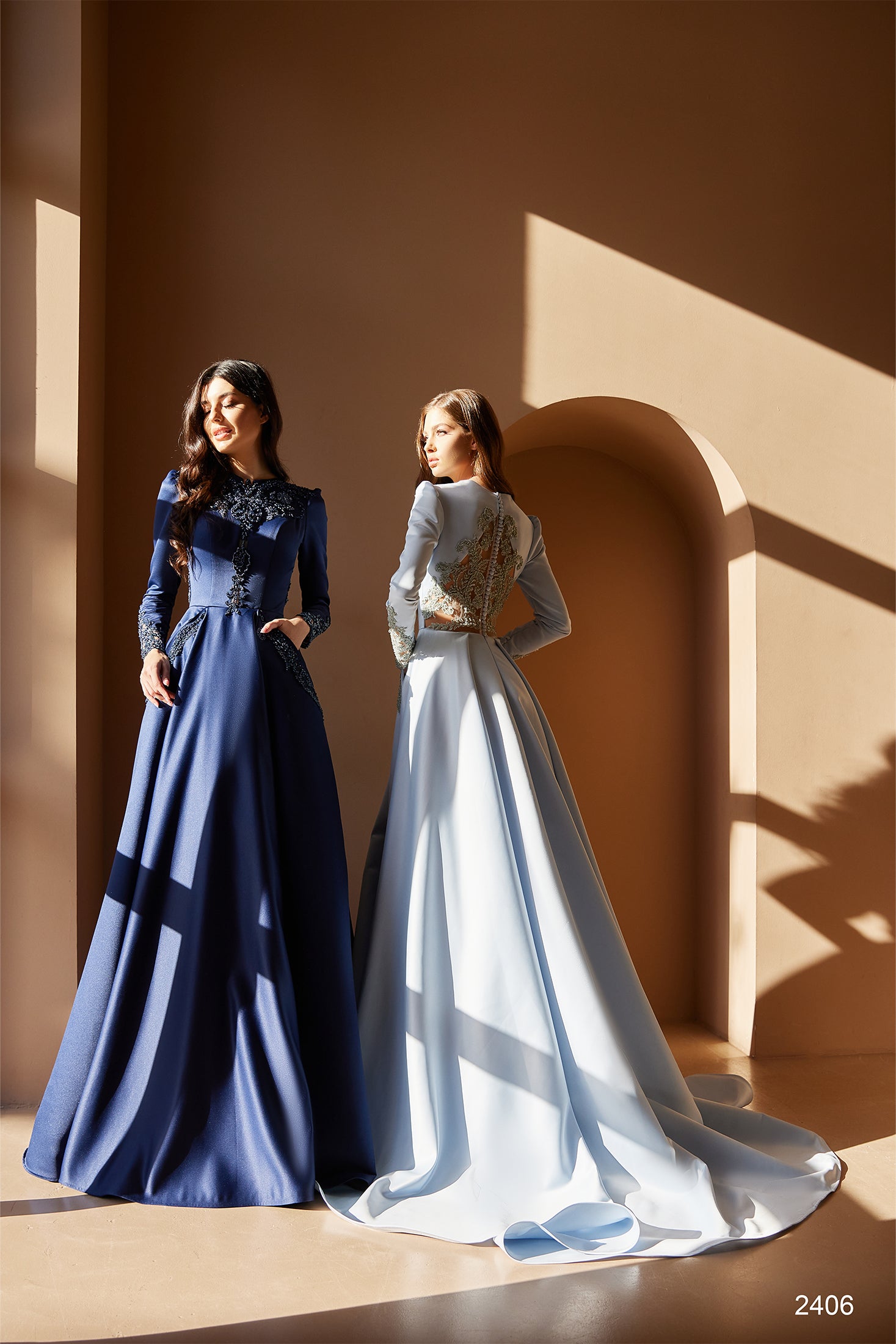 KatrinFAVORboutique-Modest ball gown evening dress Satin formal dress