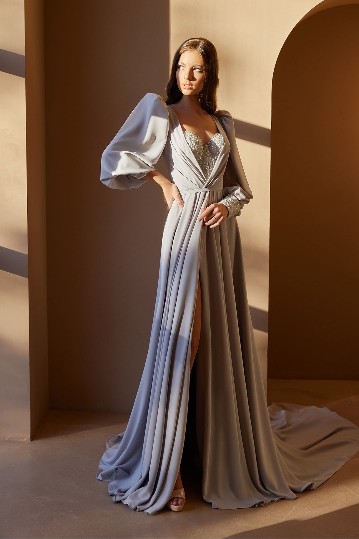 Long sleeve wedding guest dresses | Elegant formal gowns