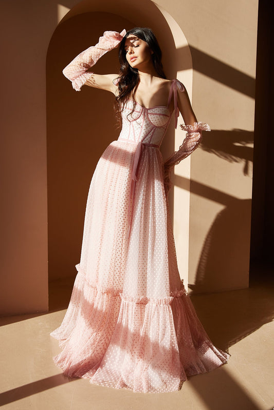 Cottagecore dress Corset prom gown Pink wedding dress bride