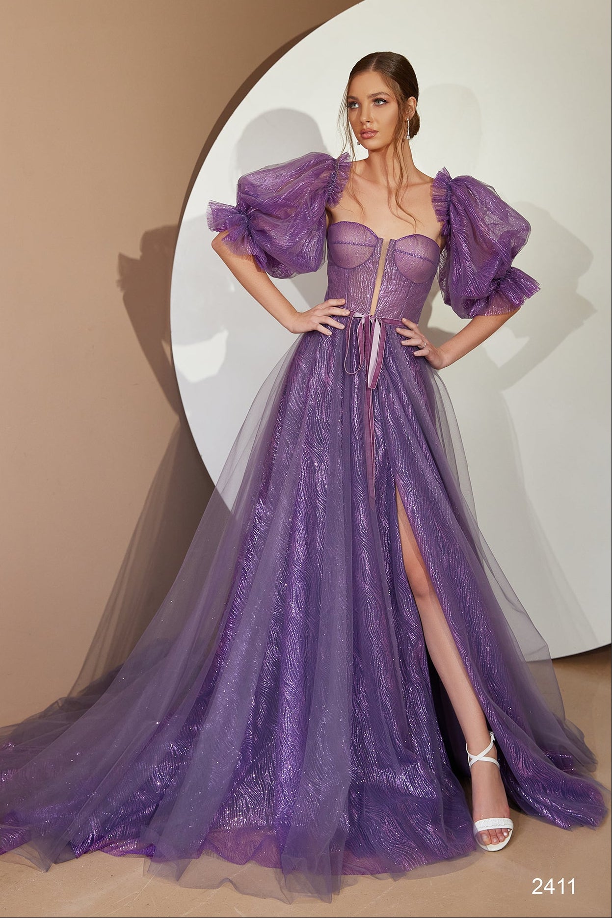 KatrinFAVORboutique-Puff sleeve gown with corset Fairy prom dress formal