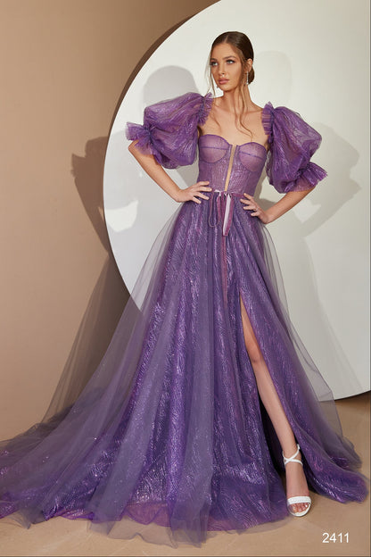 KatrinFAVORboutique-Puff sleeve gown with corset Fairy prom dress formal