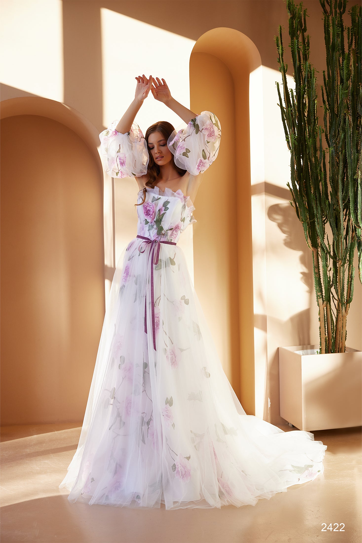 Wedding dress with colored flowers Wedding dress with colored flowers