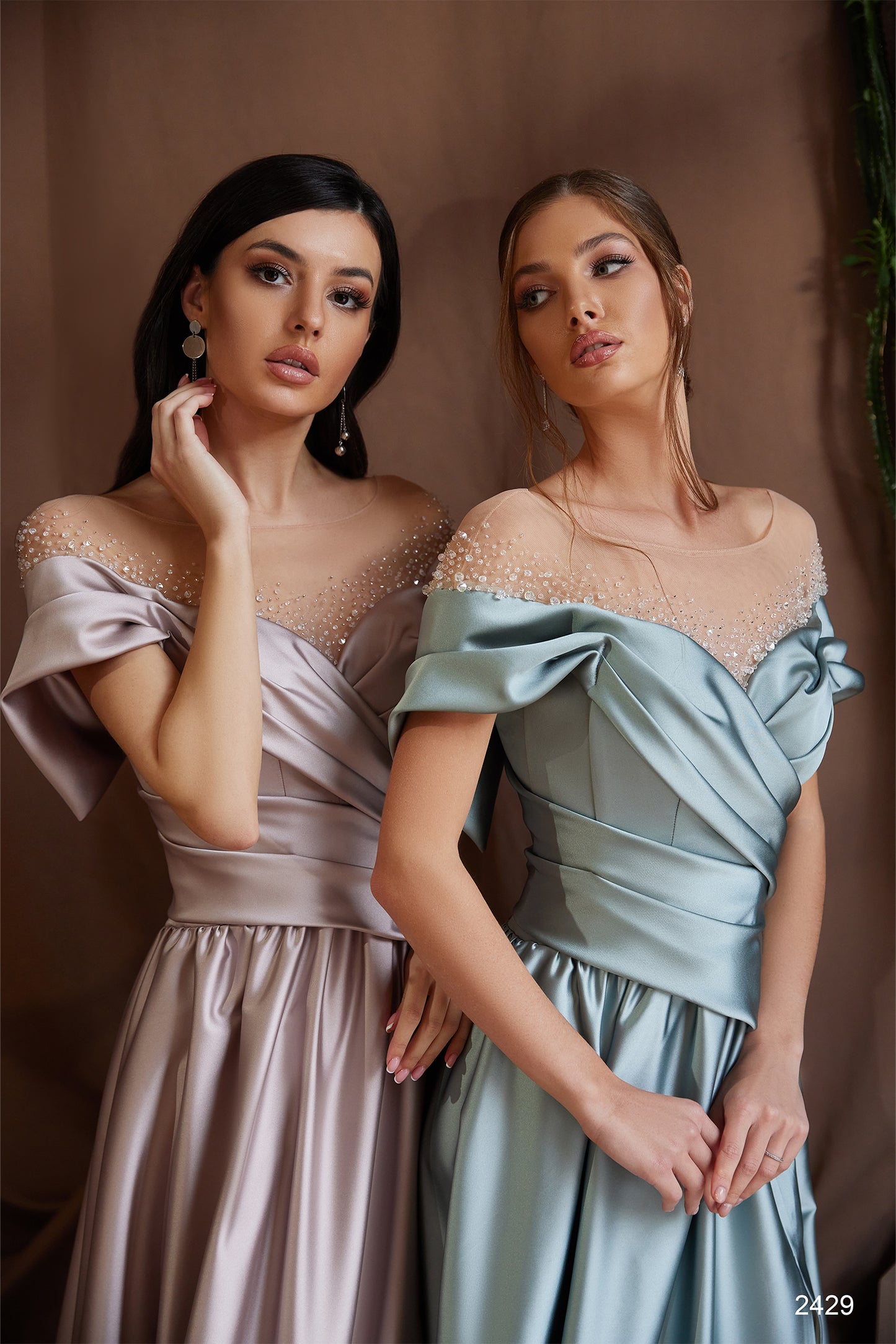 Long satin dress Classy evening gowns