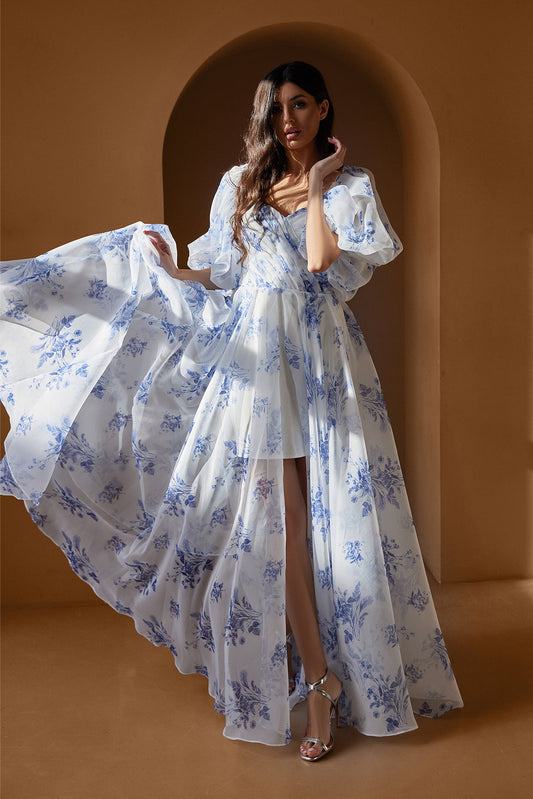 KatrinFAVORboutique-Floral print dress Outfit cottage core White evening wear