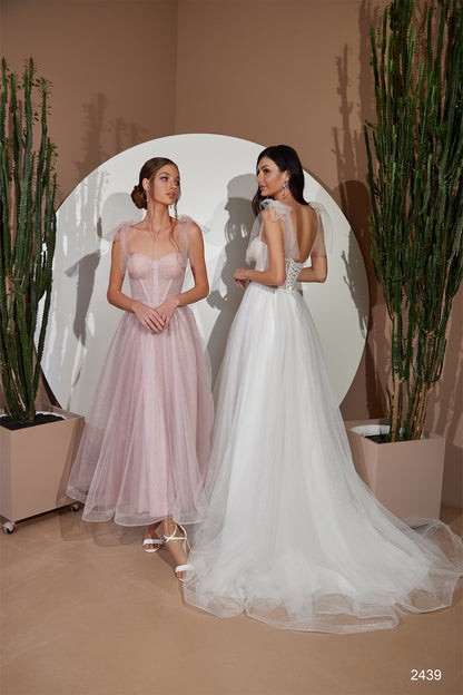 Bow straps dress with gloves Best party dresses