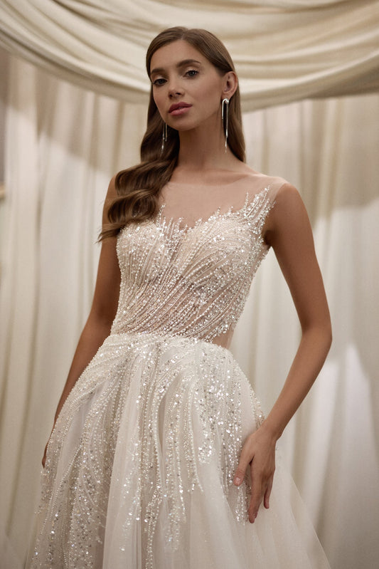 KatrinFAVORboutique-Cream color wedding gown Flowy tulle wedding dress