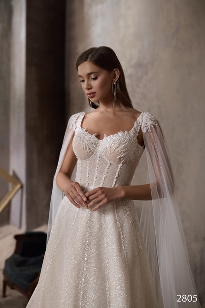 KatrinFAVORboutique-Tulle cape wedding dress goddess Blush bridal dresses