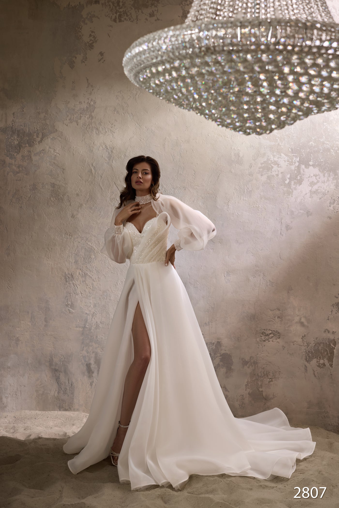 KatrinFAVORboutique-Wedding dress with long puffy sleeves Two piece bridal wear