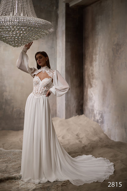 KatrinFAVORboutique-Viking wedding dress Yoke waistline bridal gown