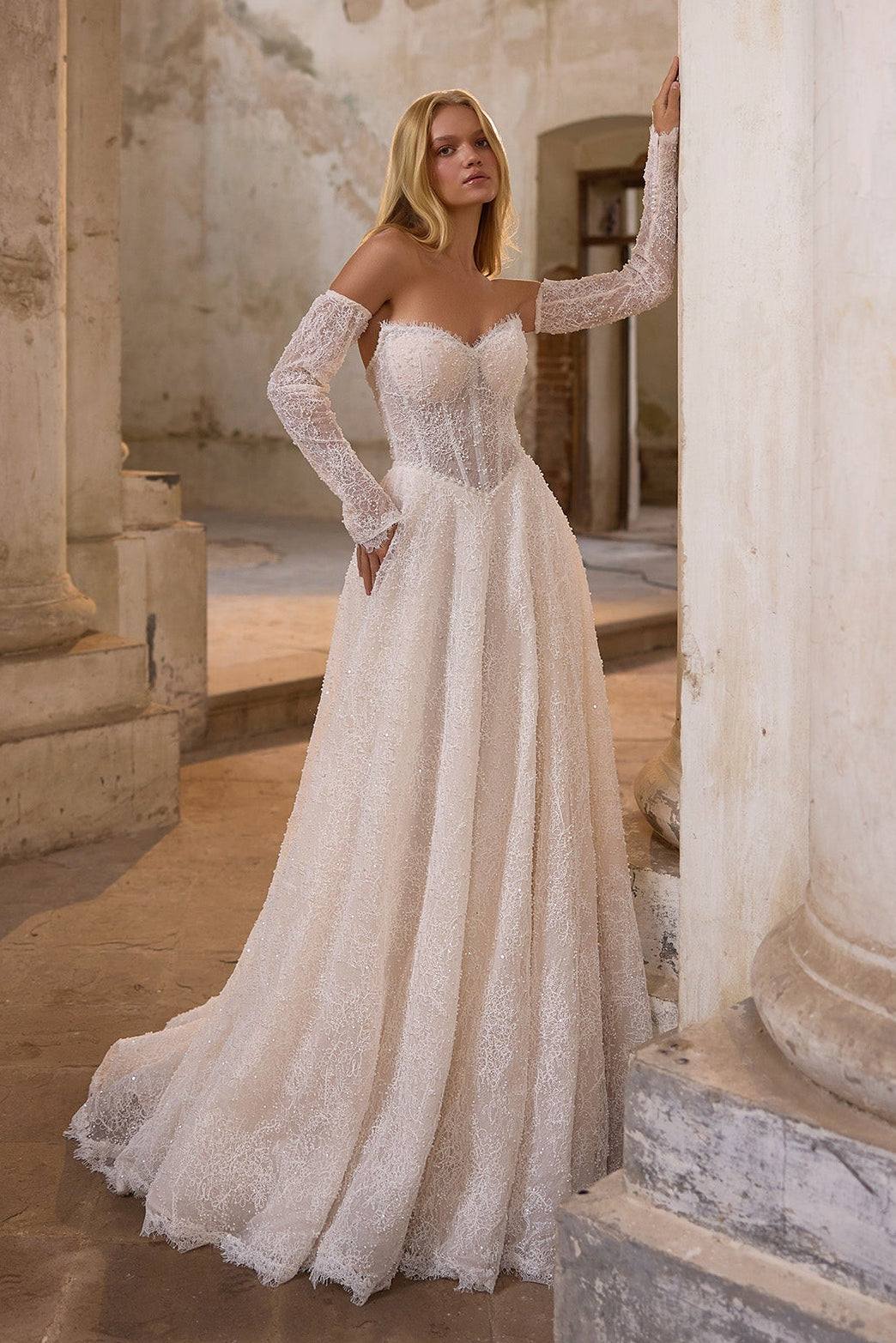 KatrinFAVORboutique-Wedding dress sleeves detachable Heavy reception gowns