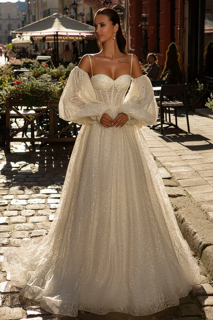 Sparkle a-line corset wedding dress