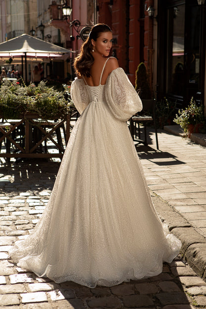 Sparkle a-line corset wedding dress