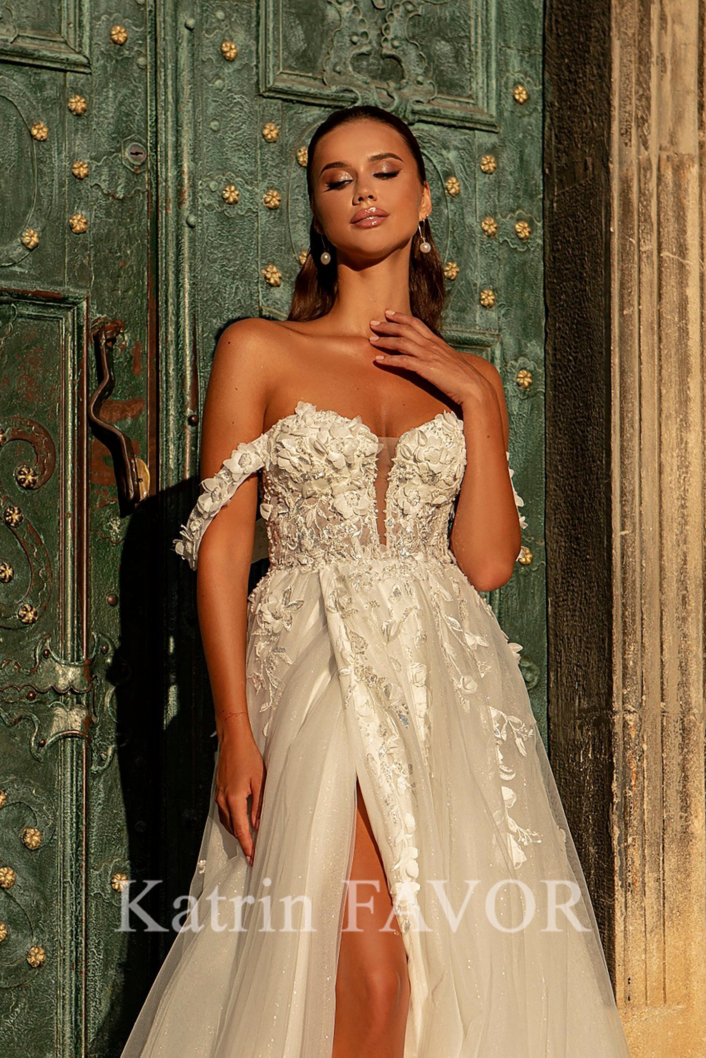 KatrinFAVORboutique-Embroidered a-line beach wedding dress