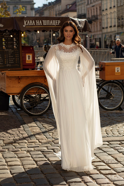 Medieval a-line chiffon wedding dress