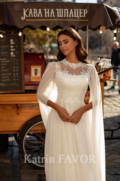 KatrinFAVORboutique-Medieval a-line chiffon wedding dress