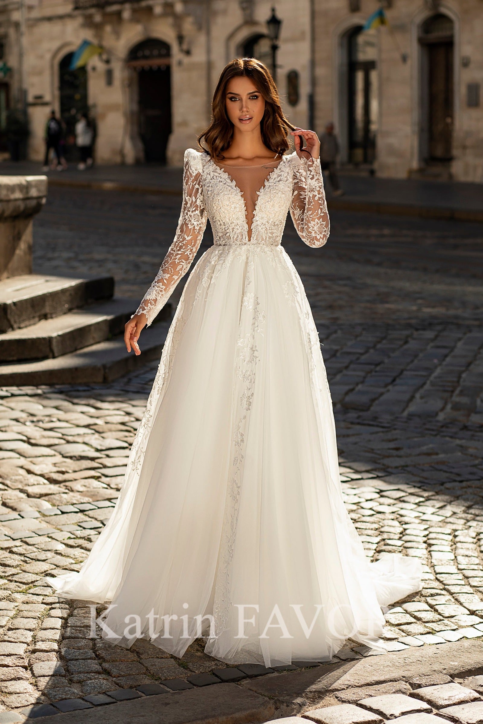 KatrinFAVORboutique-Open back long sleeve a-line wedding dress