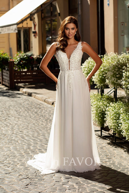 KatrinFAVORboutique-Chiffon a-line embroidered wedding dress