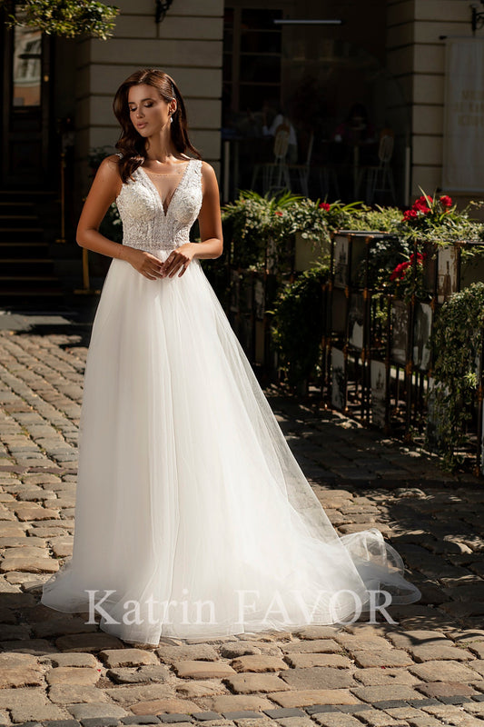 KatrinFAVORboutique-Simple a-line tulle wedding dress